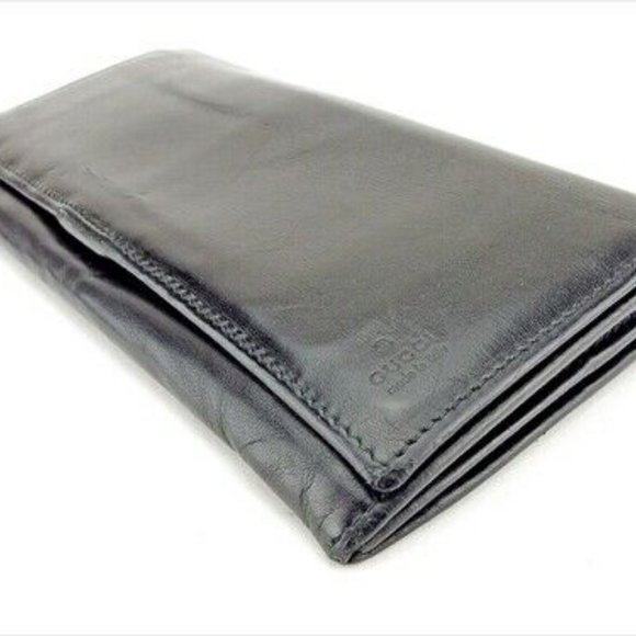 Gucci Long Wallet Sherry Line Black leather Woman unisex Authentic Used T8826 - Picture 6 of 10